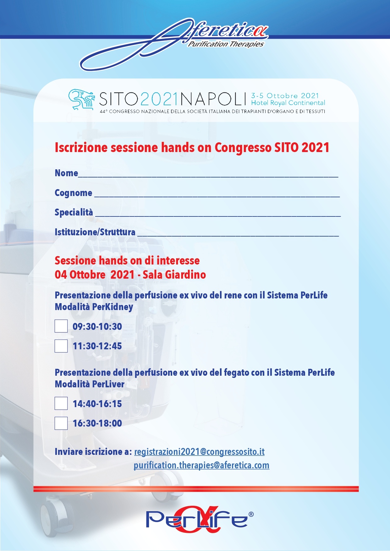 Iscrizione sessione hands on Congresso SITO 2021