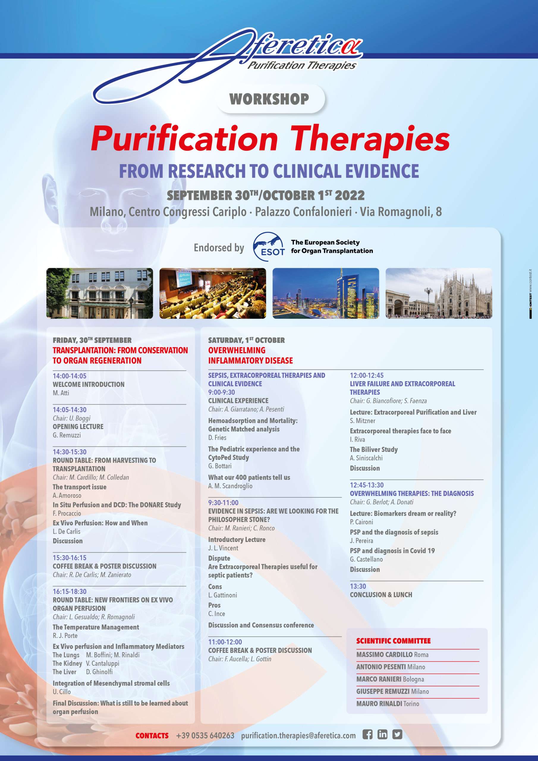 Workshop Purification Therapies 2022: il Programma e la Call for Abstract