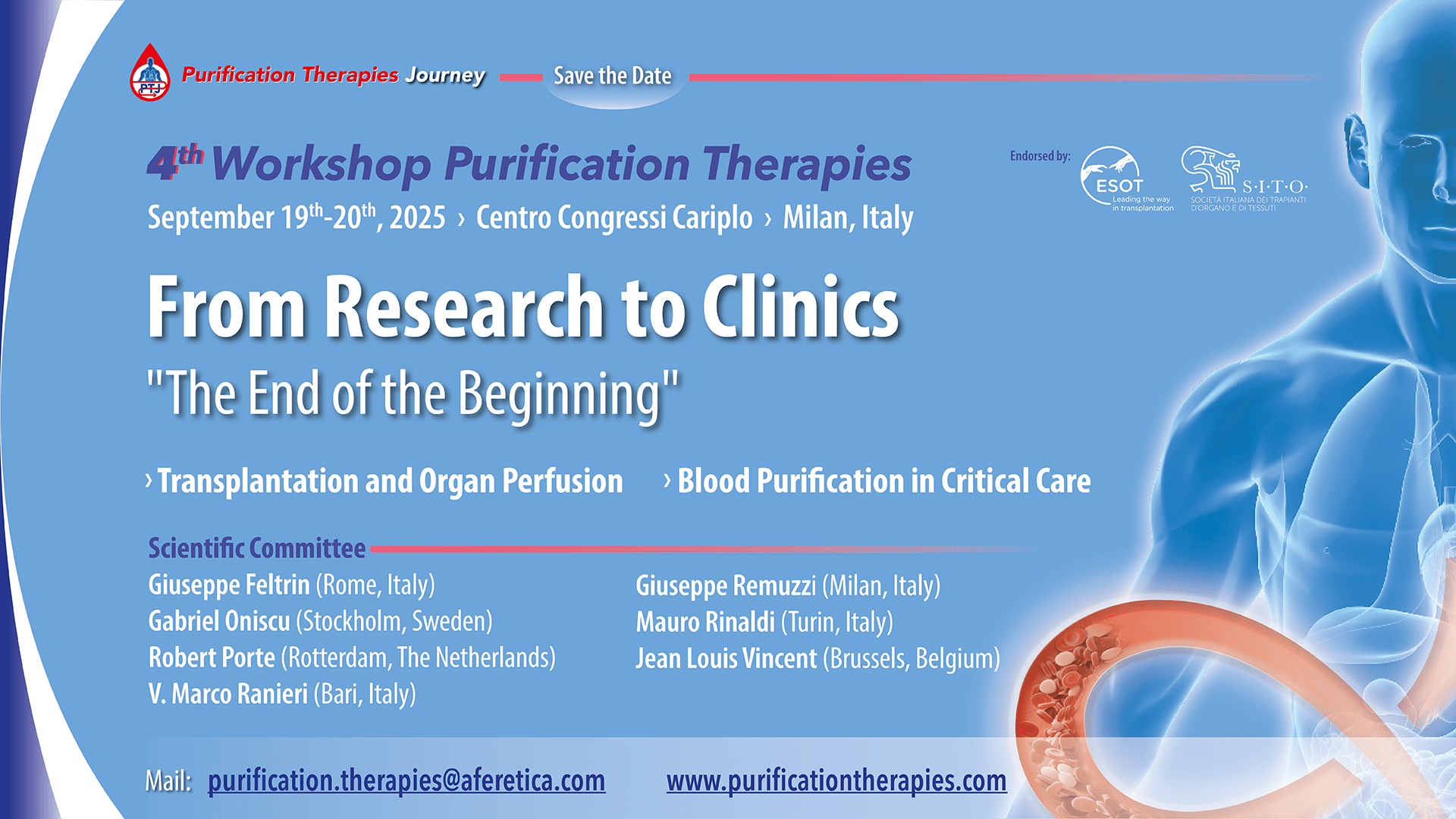 Aferetica Save the Date 4° WORKSHOP PURIFICATION THERAPIES 2025