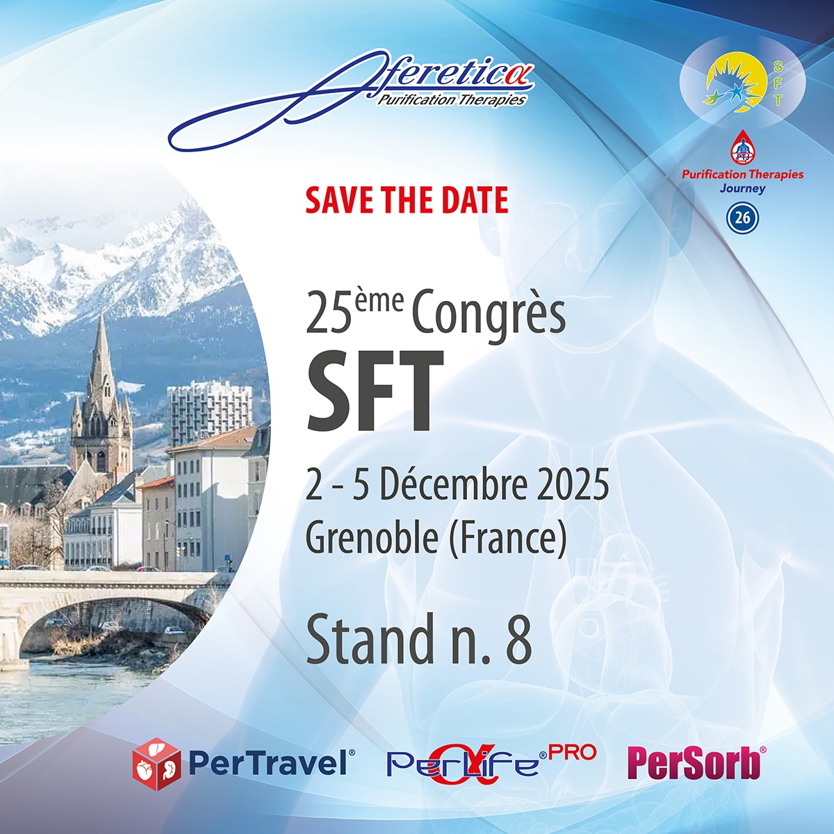 Aferetica sarà al 25ᵗʰ SFT Congress – Société Francophone de Transplantation