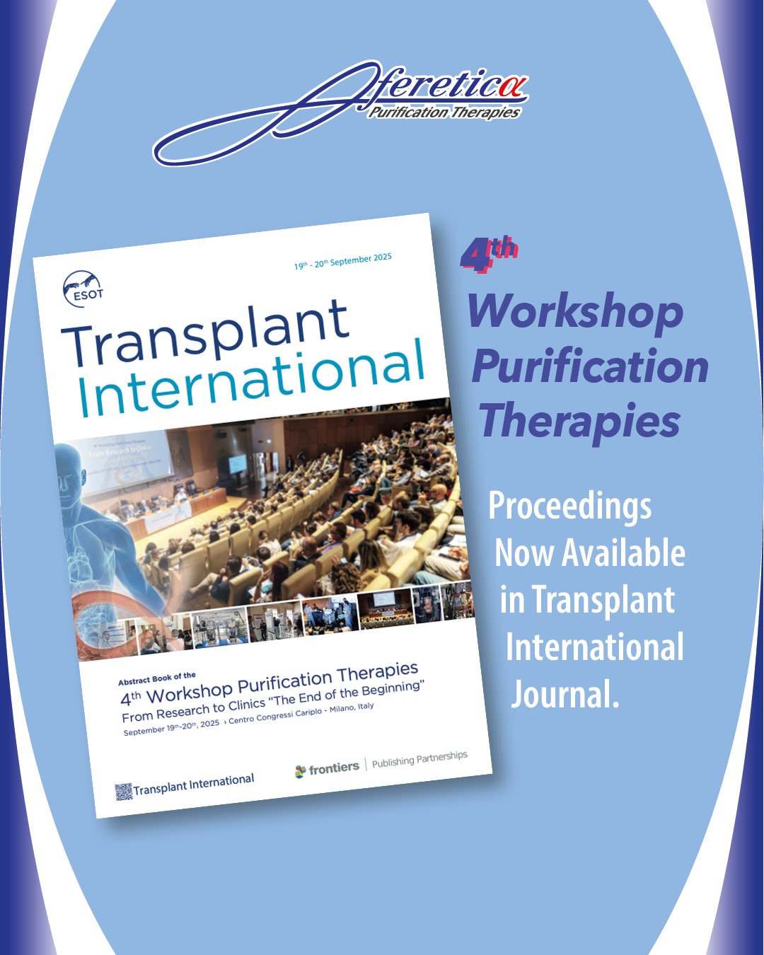 4° Workshop Purification Therapies - i contributi scientifici su Transplant International Journal